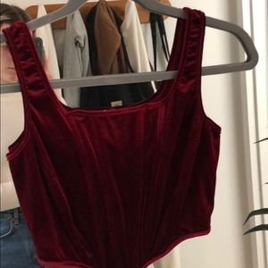 Red velvet corset top